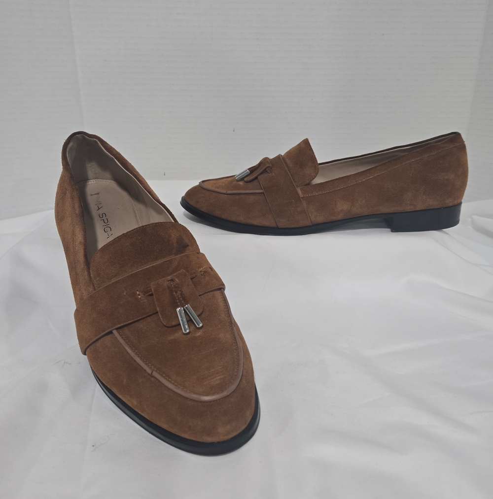 Via Spiga Suede Leather Tassel Slip On Loafers Womens Size 10 Preppy Grandma